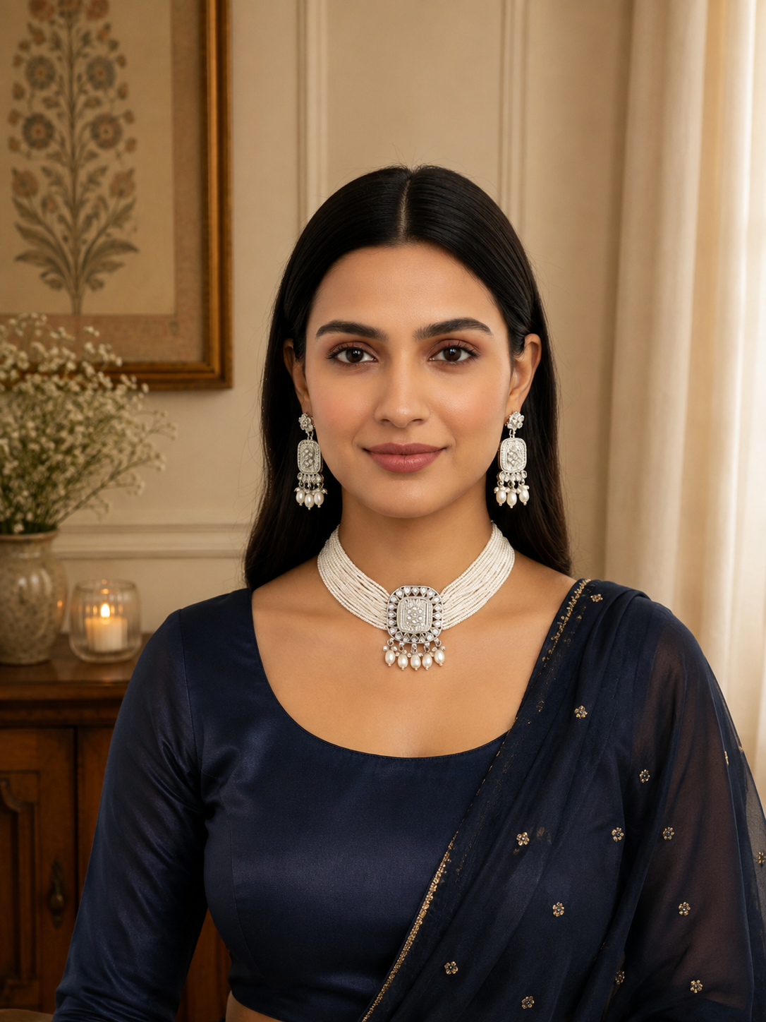 Model wearing a Devina Jewels choker set